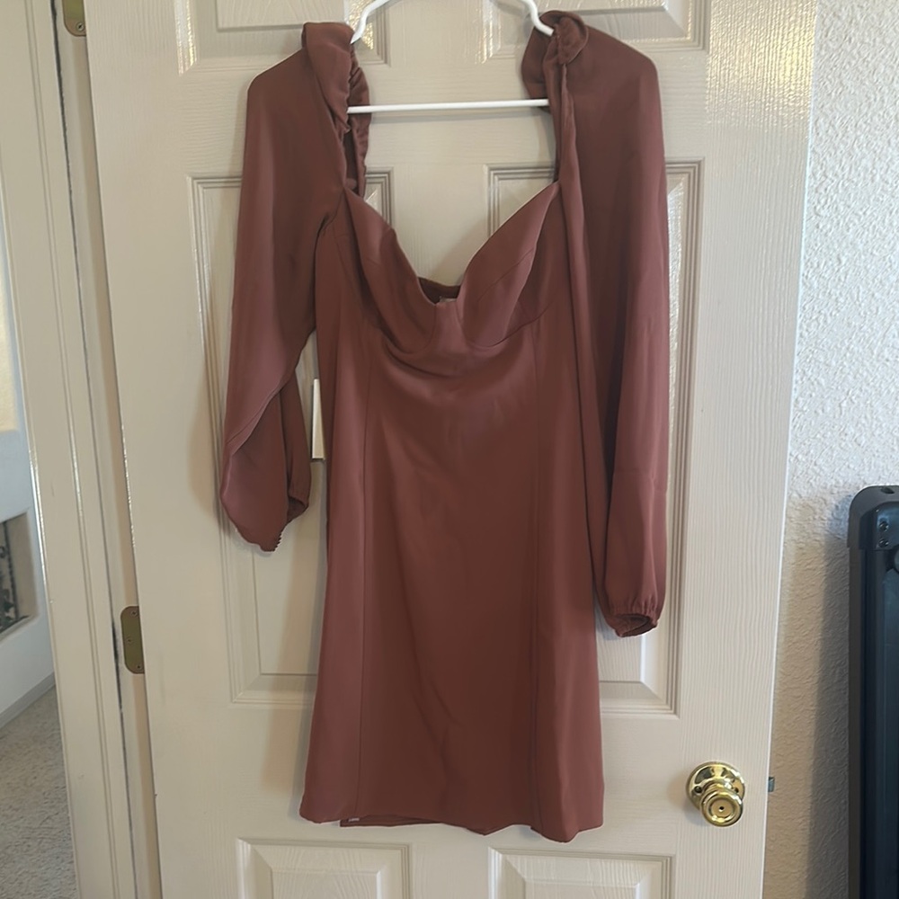 Wilfred Brown Cowl Neck Bodycon Dress